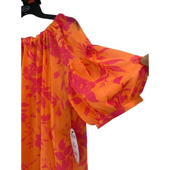 Scoop NYC chiffon top size M 1743 short sleeve Tie neck Lined NWT - Picture 2 of 10